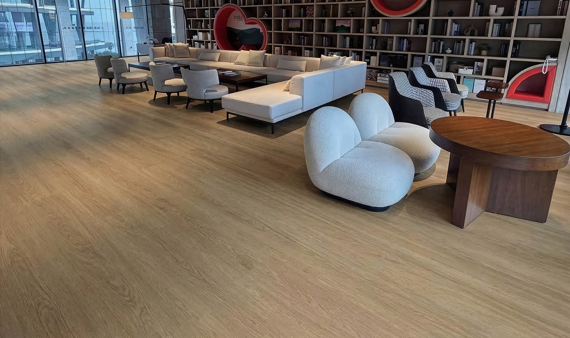 A hallway in a building with a long, narrow design. AI generated content