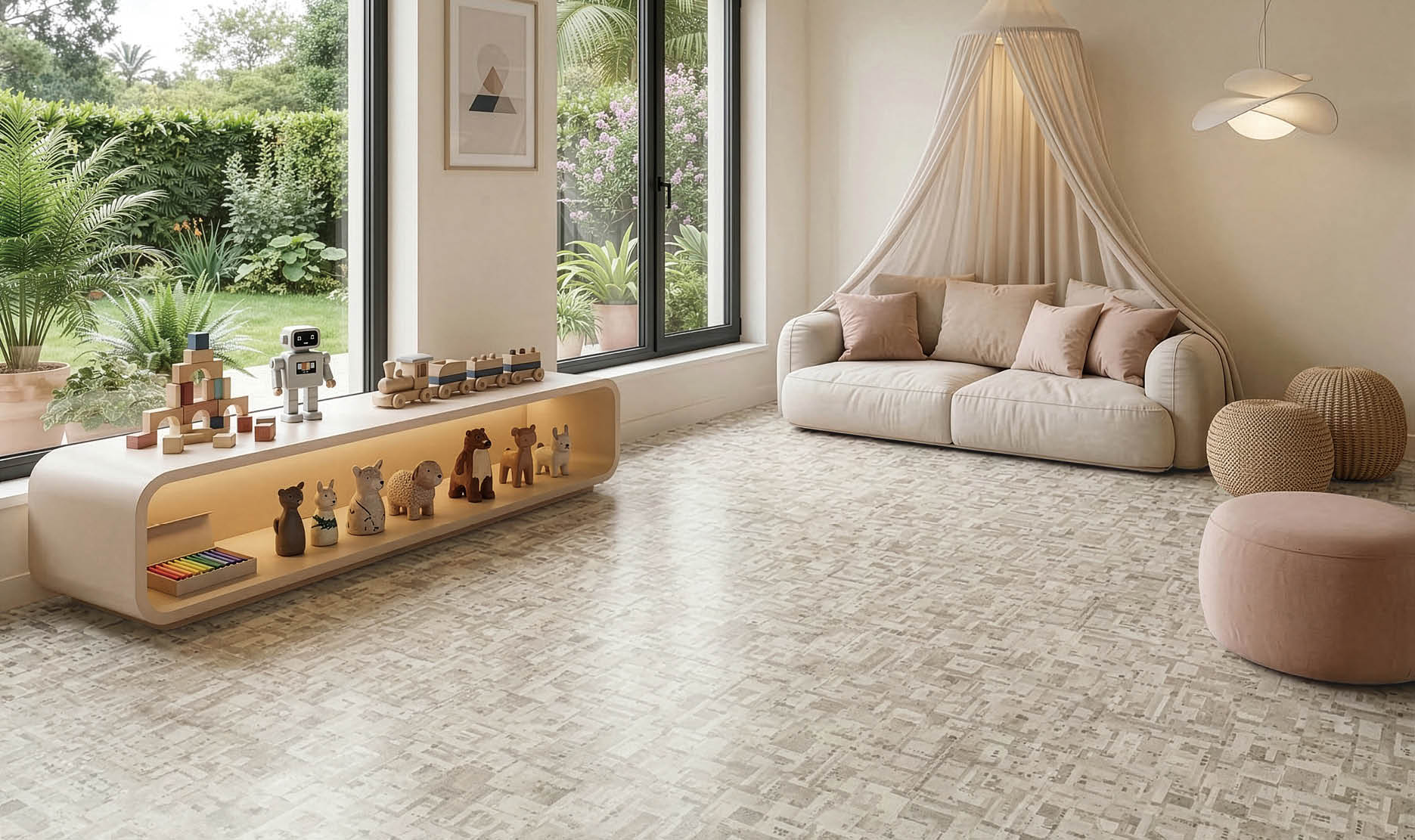 A large grocery store with aisles of food and drinks. AI generated content